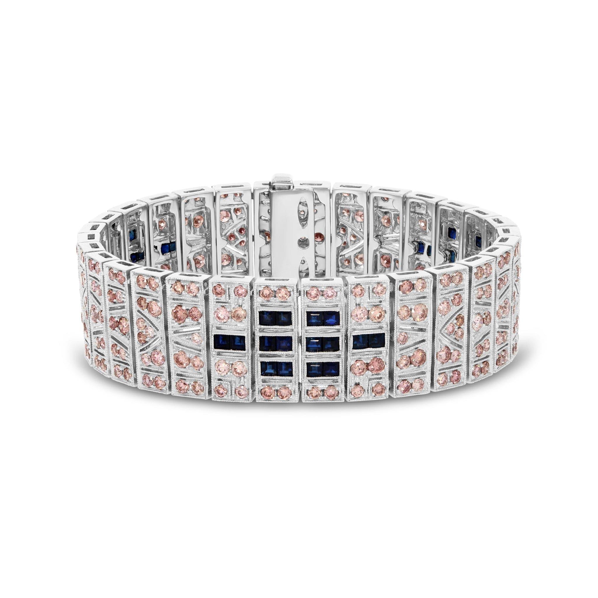 Argyle Pink Diamond & Sapphire Cuff - Rosendorff Diamond Jewellers